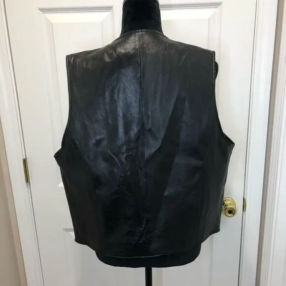 Wilson’s Leather black leather button front vest size medium - Picture 7 of 11